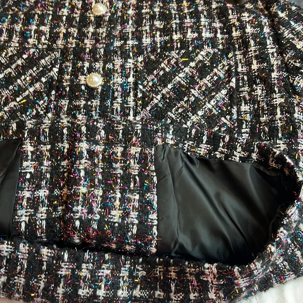 Bagatelle Tweed Sparkle Cropped Multi Color Jacket SZ M - Picture 8 of 14